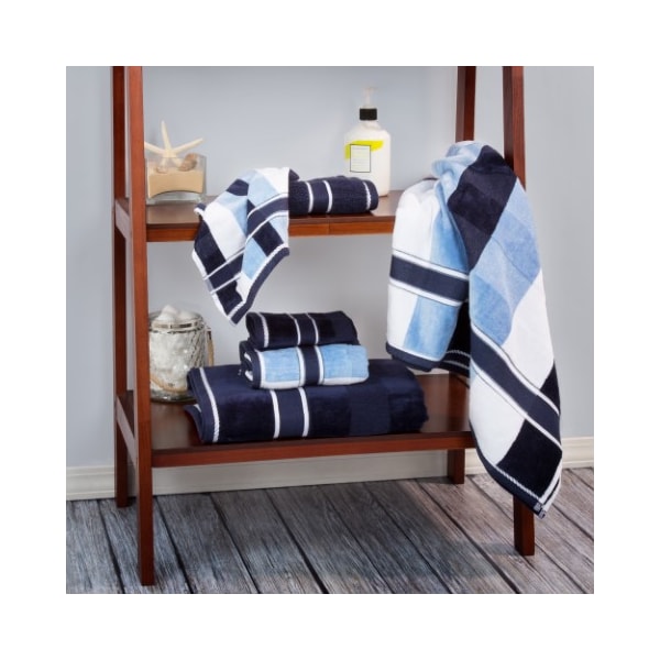 Hastings Home 6 Piece Bathroom Towel Set- Luxurious Spa Quality 100 Percent Cotton Machine Washable (Blue/Navy) 544636OUP - main